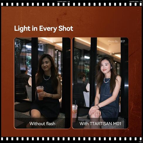 Ttartisan M01 Flash On Camera ، Mini Flash Speedlite لكاميرا الأحذية الساخنة ، ضوء فلاش Xenon خفيف الوزن مع 4 مستوى الطاقة GN12 5600K ± 200K لكاميرا Canon Fuji Nikon Compact Retro (1) in Saudi Arabia