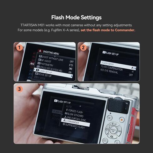 Ttartisan M01 Flash On Camera ، Mini Flash Speedlite لكاميرا الأحذية الساخنة ، ضوء فلاش Xenon خفيف الوزن مع 4 مستوى الطاقة GN12 5600K ± 200K لكاميرا Canon Fuji Nikon Compact Retro (1) in Saudi Arabia