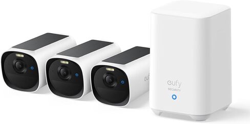 eufy Security eufyCam E40 3-Cam Kit (HomeBase 2), Outdoor Wireless Solar Security Camera, 2K Resolution with Integrated Solar Panel, MaxColor Night Vision, Expandable Local Storage, No Monthly Fee in Saudi Arabia