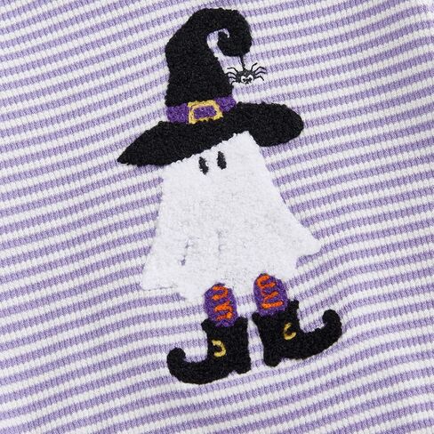 Newborn Infant Baby Girl Halloween Outfits Embroidered Ghost Onesie Striped Long Sleeve Romper Clothes in Saudi Arabia