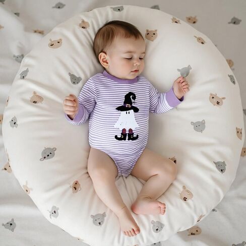 Newborn Infant Baby Girl Halloween Outfits Embroidered Ghost Onesie Striped Long Sleeve Romper Clothes in Saudi Arabia