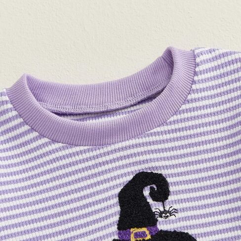 Newborn Infant Baby Girl Halloween Outfits Embroidered Ghost Onesie Striped Long Sleeve Romper Clothes in Saudi Arabia