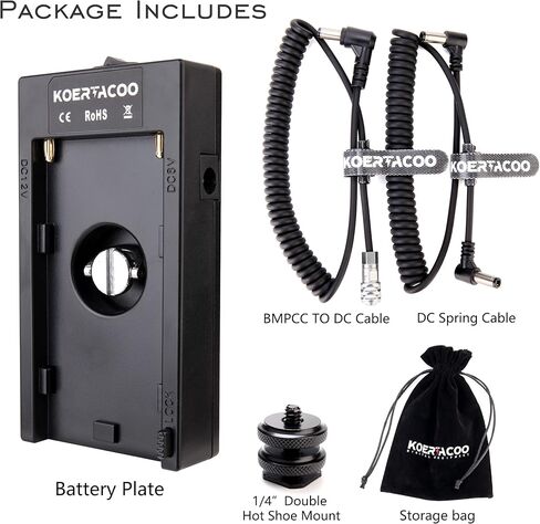 محول لوحة بطارية تزويد الطاقة + BMPCC 4K و 6K قفل DC كابل لتشغيل Blackmagic Cinema Cinema Camera 4K/6K ، متوافق مع بطارية Sony NP-F970 F960 F770 F750 F570 F550. in Kuwait