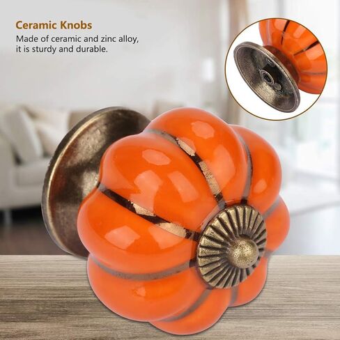 Ceramic Pumpkin Knobs, European Handle for Bedroom Cabinet Drawer Furniture, Beautiful Decoration, Wide Application for Children's Room, Ceramic and Zinc Alloy Material in Kuwait