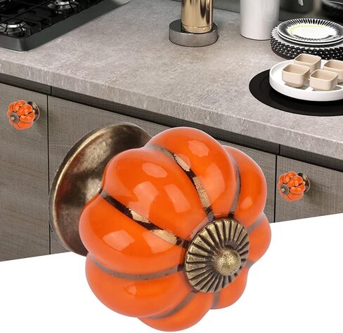 Ceramic Pumpkin Knobs, European Handle for Bedroom Cabinet Drawer Furniture, Beautiful Decoration, Wide Application for Children's Room, Ceramic and Zinc Alloy Material in Kuwait