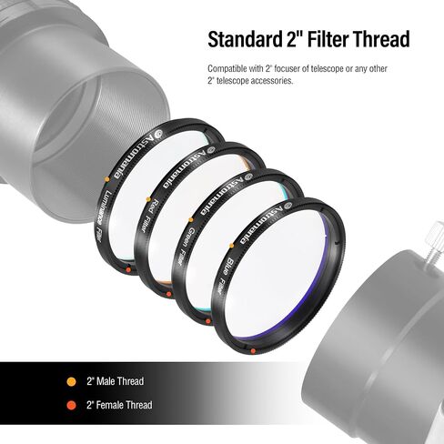 Astromania Deluxe Telescope LRGB 2 Inch Filter Set - Bundle with -Telescope Alignment 1.25 Inch with 2 Inch Adapter in Saudi Arabia