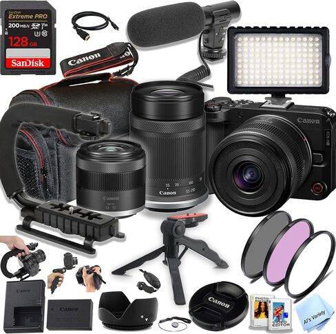 Canon EOS R50V Mirrorless Camera with 14-30mm + 55-210mm Lenses, 128GB Memory, Video Light, Microphone, Filters, U-Grip, Case, Software and More (Vlogger Bundle) (Renewed) in Saudi Arabia