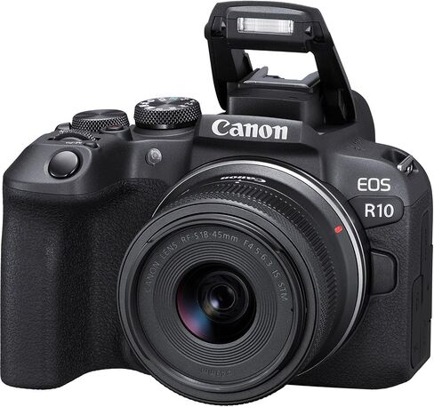 Canon EOS R10 Mirrorless Camera with RF-S 18-45mm f/4.5-6.3 is STM and EF 75-300mm f/4-5.6 III & 420-800mm f/8 Lens + Mount Adapter + 64 GB Memory + Extra Battery + More (27pc Bundle) (Renewed) in Saudi Arabia