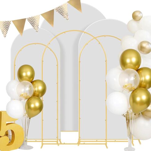 زفاف من 3 قطع معدات زفاف قوس قوس قوس الخلفية (4 ، 5 ، 6) مع قطعة قماش تغطية - مناسبة لحفلات الزفاف وأعياد الميلاد والاستحمام الطفل والاحتفالات الذكرى (الوردي ، (4*5*6)) in Kuwait