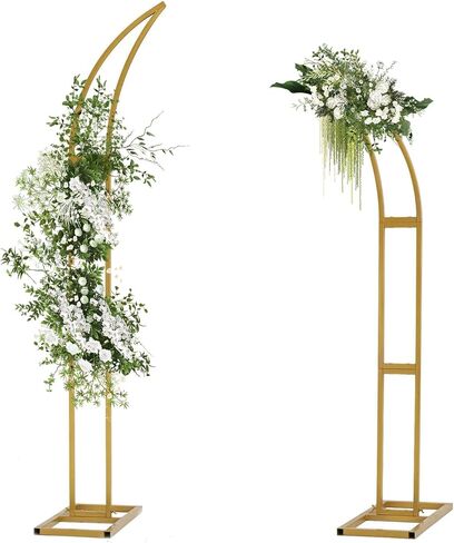 2pcs المنحنية قوس الزفاف القوس موقف ، قوس بالون للحفل حفل عيد ميلاد العروس دش الطفل ، نصف المعادن قوس القمر القوس القوس الوقوف مع قاعدة مستطيلة (5.9 قدم ، 6.9 قدم) in Kuwait