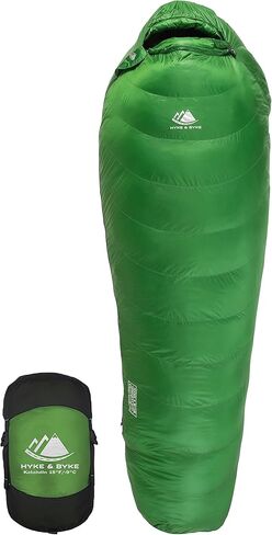 حقيبة نوم Hyke & Byke Katahdin 32 F للتنزه سيرًا على الأقدام وحقائب الظهر - 4 فصول، كيس نوم خفيف الوزن 625FP - مقاوم للماء - رمادي فحمي - قصير in Kuwait