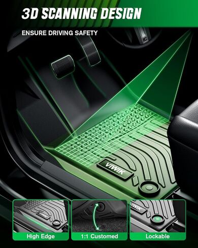 VIWIK Floor Mats Compatible for 2020 2021 2022 Model Y, Car Mats All Weather Custom Floor Liners Full Set Include 1st and 2nd Row Front & Rear, Automotive Floor Mats TPE Black in Saudi Arabia