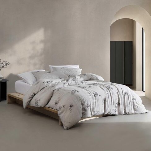 Calvin Klein - Queen Duvet Cover Set, Soft Cotton Bedding, Floral Home Decor (Aquarelle Floral Grey, Queen) in Saudi Arabia
