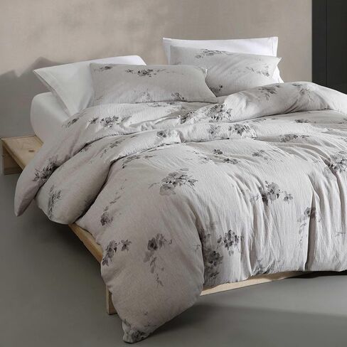 Calvin Klein - Queen Duvet Cover Set, Soft Cotton Bedding, Floral Home Decor (Aquarelle Floral Grey, Queen) in Saudi Arabia