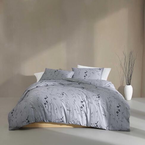 Calvin Klein - Queen Duvet Cover Set, Soft Cotton Sateen Bedding with Shams, Button & Corner Tie Closure (Wildflower Dusk Purple) in Saudi Arabia