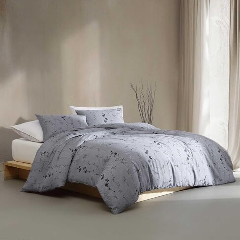 Calvin Klein - Queen Duvet Cover Set, Soft Cotton Sateen Bedding with Shams, Button & Corner Tie Closure (Wildflower Dusk Purple) in Saudi Arabia