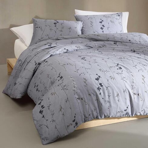 Calvin Klein - Queen Duvet Cover Set, Soft Cotton Sateen Bedding with Shams, Button & Corner Tie Closure (Wildflower Dusk Purple) in Saudi Arabia