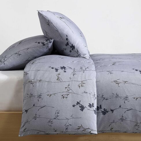 Calvin Klein - Queen Duvet Cover Set, Soft Cotton Sateen Bedding with Shams, Button & Corner Tie Closure (Wildflower Dusk Purple) in Saudi Arabia