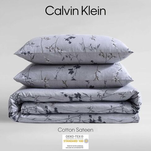 Calvin Klein - Queen Duvet Cover Set, Soft Cotton Sateen Bedding with Shams, Button & Corner Tie Closure (Wildflower Dusk Purple) in Saudi Arabia