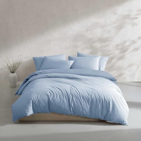 Calvin Klein - Queen Duvet Cover Set, Modern Cotton Washed Percale Bedding with Matching Shams, Cozy Home Decor, Oeko-Tex Certified (Washed Percale Camel Brown, Queen) in Saudi Arabia