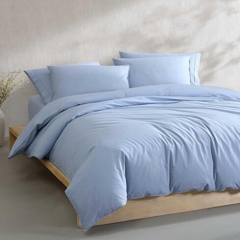 Calvin Klein - Queen Duvet Cover Set, Modern Cotton Washed Percale Bedding with Matching Shams, Cozy Home Decor, Oeko-Tex Certified (Washed Percale Camel Brown, Queen) in Saudi Arabia