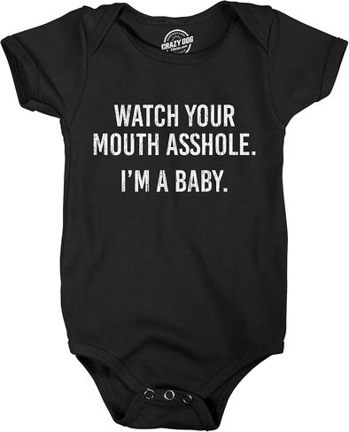 Crazy Dog T-Shirts Watch Your Mouth Asshole Im A Baby Baby Bodysuit Funny Sarcastic Novelty Jumper for Infants in Saudi Arabia
