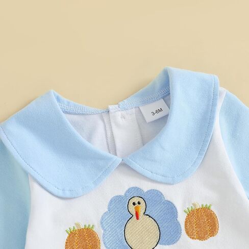 woshilaocai Baby Fall Outfit Boy Girl Plaid Embroidered Collar Romper Footie Infant Halloween Clothes in Saudi Arabia