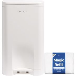 ALLKEI 29L Odor Control Trash Can Diaper Pail, Nappy Bin, Adult Diaper, and Pet Waste Station Included 1 Refill Bag (White) in Saudi Arabia