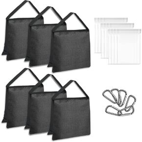 Sandbags for Photography Video Equipment - Heavy Duty Black Saddlebag Sand Bags for Photo Studio Backdrop Stand Tripod - Weight Bags for Stage Film Backyard Outdoor Patio Sport - 6 Packs in Saudi Arabia