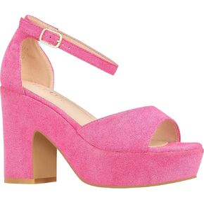 منصة النساء الواضحة الكعب الصنادل في الكاحل كتلة الكعب مكتنزة المفتوحة من منصة الإيداع إسفين - كليو in Kuwait