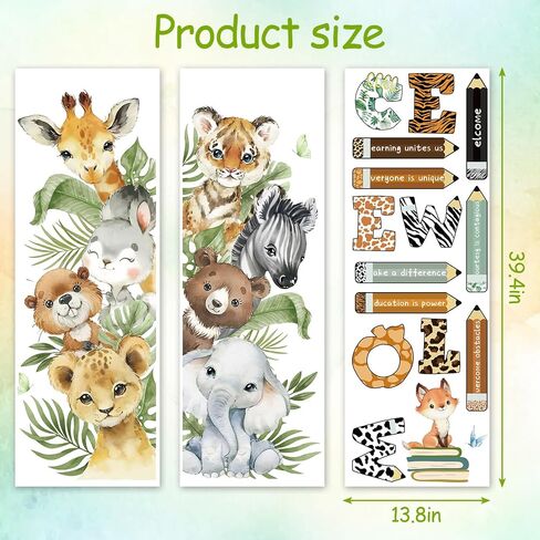 3 Sheet Forest Animal Door Stickers Animal Theme Welcome Window Door Clings Stickers Cute Bear Lion Tiger Wall Decals for Nursery Playroom Classroom Kindergarten in Saudi Arabia