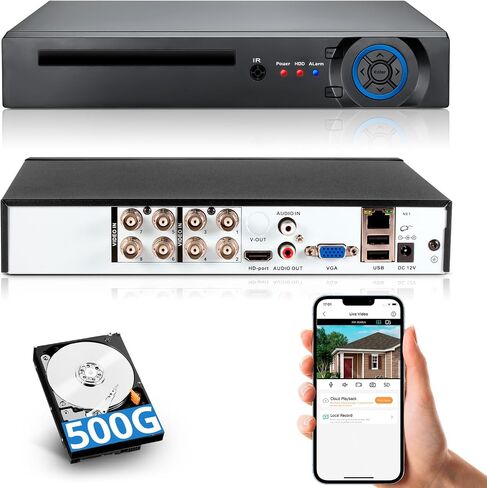 FUERS H.265+ 5MP 8 قناة مسجل CCTV DVR مع HDD 500G ، الكشف عن الوجه ، دفع التنبيه ، القدرة الهجينة 6-في 1 (XVI/AHD/CVBS/TVI/CVI/IP) 2592P HD DVR لكاميرا الأمان ، ACCECT ACCESS REMOTE ACCESS in Kuwait