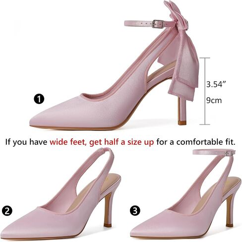 كعب Ribongz للسيدات القوس مع أحذية ساتان الزفاف لعروس مغلقة مغلقة من أخمص القدمين مضخات Slingback Slingback in Kuwait