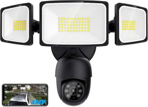 Onforu Floodlight Camera Outdoor, 2K Smart Home Security Camera Wired, 360° Surveillance Al Detection & Auto Tracking, 5500 Lumens Motion-Activated Flood Light Cam, Color Night Vision, 2-Way Audio in Saudi Arabia