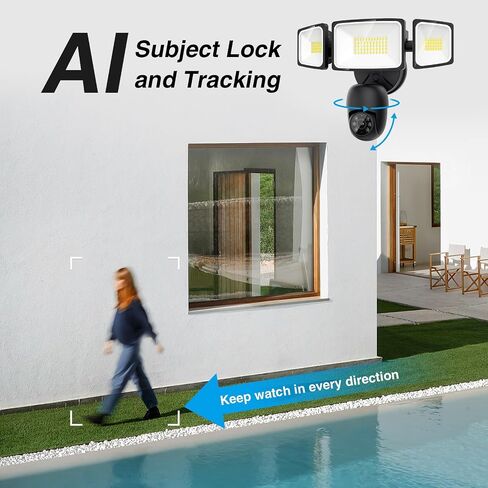 Onforu Floodlight Camera Outdoor, 2K Smart Home Security Camera Wired, 360° Surveillance Al Detection & Auto Tracking, 5500 Lumens Motion-Activated Flood Light Cam, Color Night Vision, 2-Way Audio in Saudi Arabia