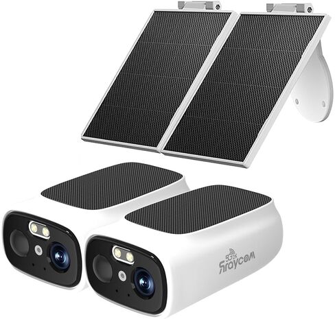 Rraycom 2.5K Solar Security Cameras Wireless Outdoor, 2.4/5Ghz WiFi Battery Solar Powered Security Camera System,Forever Power,Color Night Vision,AI Detection, 2 Way Audio,Spotlight,No Monthly Fee in Saudi Arabia