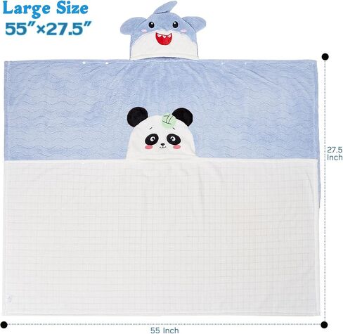 Hooded Toddler Towels with Animal Hood - 500GSM Ultra Soft & 6X Absorbent Baby Bath Towel, Large 28x55 Inch Coral Fleece Hooded Kids Towel for Boys Girls, Cape Blanket 2 Pack in Saudi Arabia