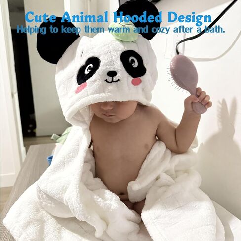 Hooded Toddler Towels with Animal Hood - 500GSM Ultra Soft & 6X Absorbent Baby Bath Towel, Large 28x55 Inch Coral Fleece Hooded Kids Towel for Boys Girls, Cape Blanket 2 Pack in Saudi Arabia