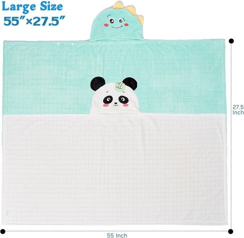 Hooded Toddler Towels with Animal Hood - 500GSM Ultra Soft & 6X Absorbent Baby Bath Towel, Large 28x55 Inch Coral Fleece Hooded Kids Towel for Boys Girls, Cape Blanket 2 Pack in Saudi Arabia