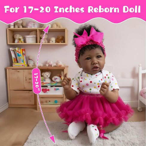EKOKIZ Reborn Doll Clothes 3-Piece Set - Cream Yellow Lace Dress Set for 17-20 Inch Realistic Baby Dolls, Soft Crinkle Fabric Vintage Outfit for Pretend Play, Photography & Gift Giving in Kuwait