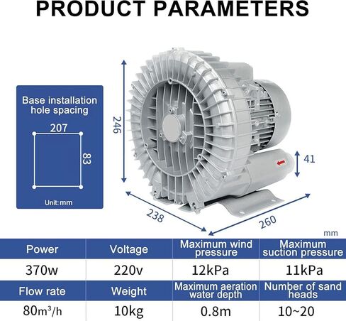 Vortex Ring Blower for Fish Ponds & Workshops, 220V/380V Industrial Regenerative Blower, High Efficiency for Farms & Pools, Durable & Reliable Air Pump in Saudi Arabia
