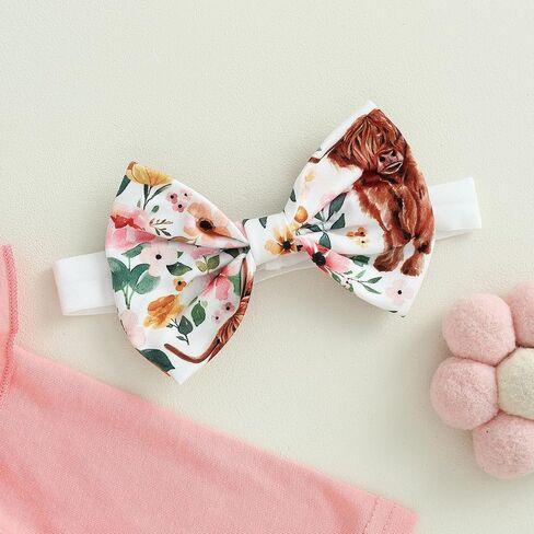 Western Baby Girl Clothes Cowgirl Long Sleeve Romper Cow Print Flare Pants Headband Toddler Girls Fall Outfits in Saudi Arabia