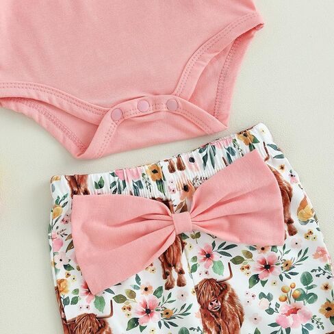 Western Baby Girl Clothes Cowgirl Long Sleeve Romper Cow Print Flare Pants Headband Toddler Girls Fall Outfits in Saudi Arabia