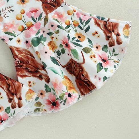 Western Baby Girl Clothes Cowgirl Long Sleeve Romper Cow Print Flare Pants Headband Toddler Girls Fall Outfits in Saudi Arabia