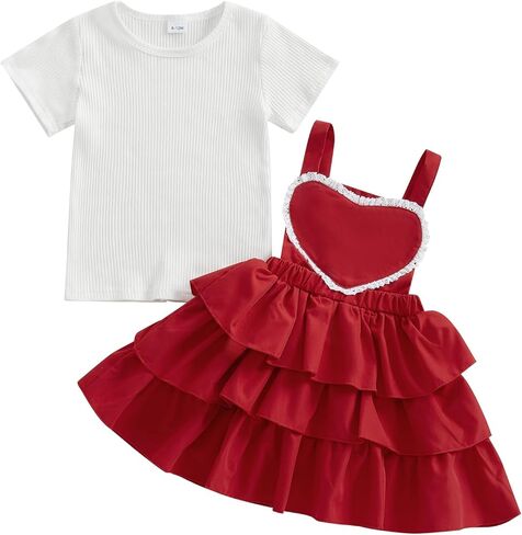 Beqeuewll Toddler Christmas Dress Princess Girl Party Dresses Solid Sleed Skirt Skirt Girls Outfit 2pcs in Kuwait
