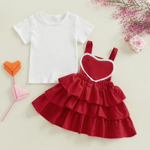 Beqeuewll Toddler Christmas Dress Princess Girl Party Dresses Solid Sleed Skirt Skirt Girls Outfit 2pcs in Kuwait