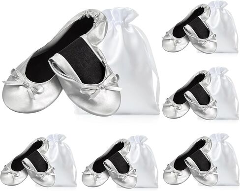 Jecery 6 Pairs Bridesmaid Foldable Flats, Bridesmaid Proposal Gifts | with Bag, for Wedding Guests, Wedding Ballerina Slippers, for Women Ballet Shoes Bachelorette Bridal Shower Party Favor in Kuwait