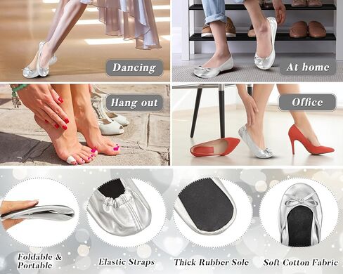 Jecery 6 Pairs Bridesmaid Foldable Flats, Bridesmaid Proposal Gifts | with Bag, for Wedding Guests, Wedding Ballerina Slippers, for Women Ballet Shoes Bachelorette Bridal Shower Party Favor in Kuwait