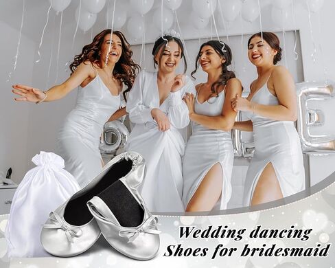 Jecery 6 Pairs Bridesmaid Foldable Flats, Bridesmaid Proposal Gifts | with Bag, for Wedding Guests, Wedding Ballerina Slippers, for Women Ballet Shoes Bachelorette Bridal Shower Party Favor in Kuwait