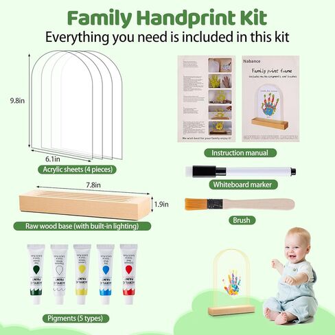 طقم العائلة المصنوعة من اليدين مع الخفيفة ، ويدني يدوية ديي وأصمة أبعاد التذكار يدويًا ، وهدايا عائلية مع 5 طلاء آمن من الأطفال غير السامة ، وهدية أفكار للآباء والأمهات الجدد ، وعيد الأب ، عيد الأم in Kuwait